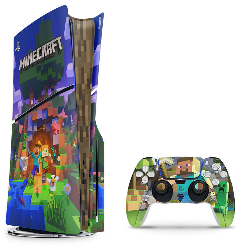 SkinNit Decal Sticker Skin For PS5 Slim : Minecraft