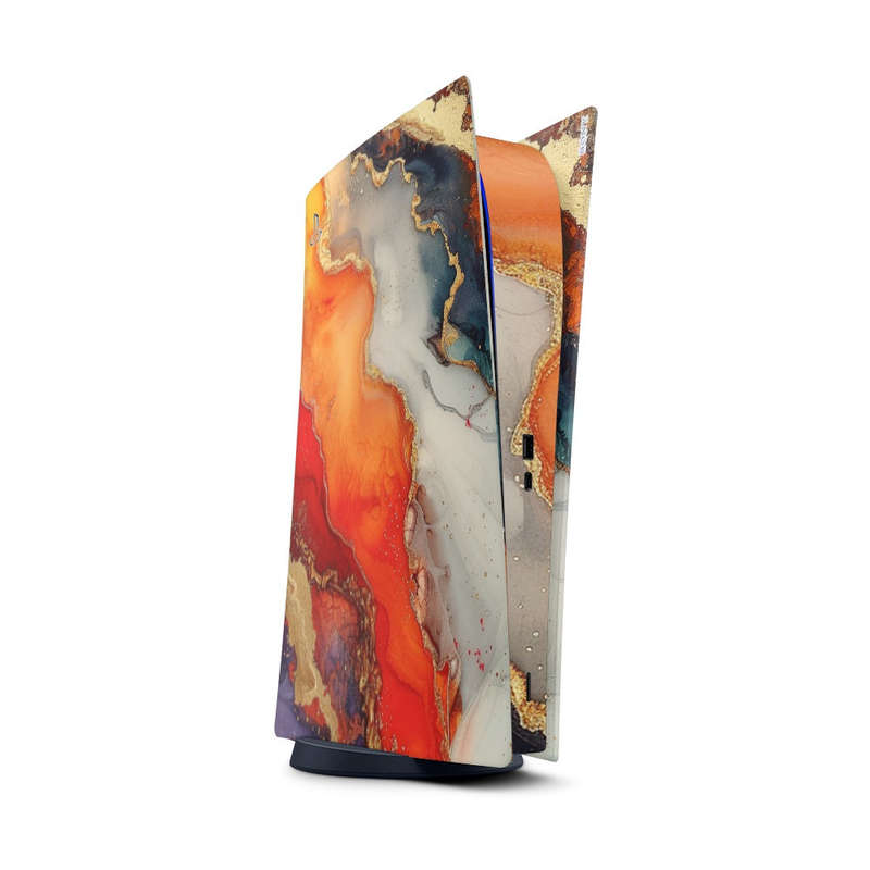 Decal Sticker Skin For PS5 Digital: Vivid Marble Burst Gold