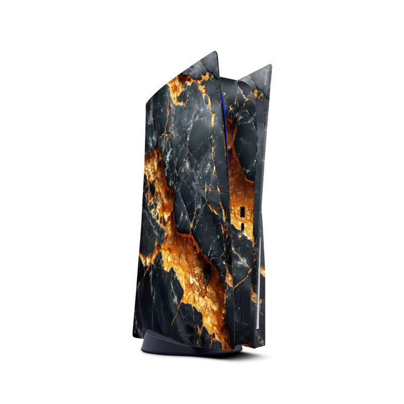 Decal Skin Sticker Compatible with PS5: Carbon Stone Gold
