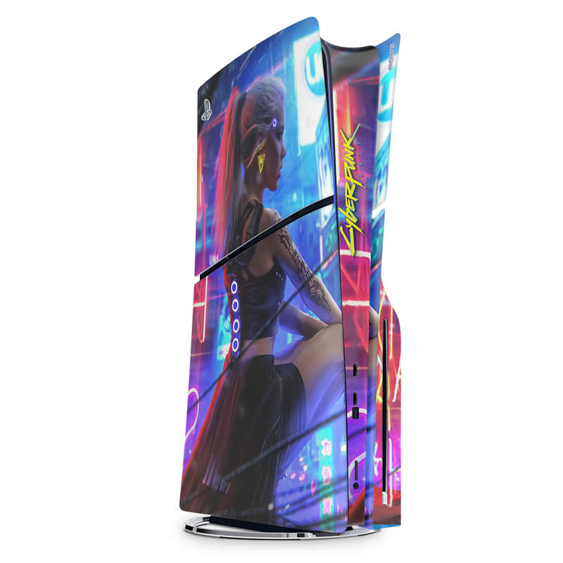 SkinNit Decal Sticker Skin For PS5 Slim : Cyberpunk