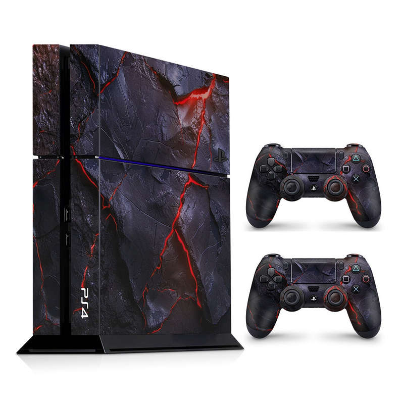 Decal Skin Sticker for PS4: Carbon Rock Glow Red