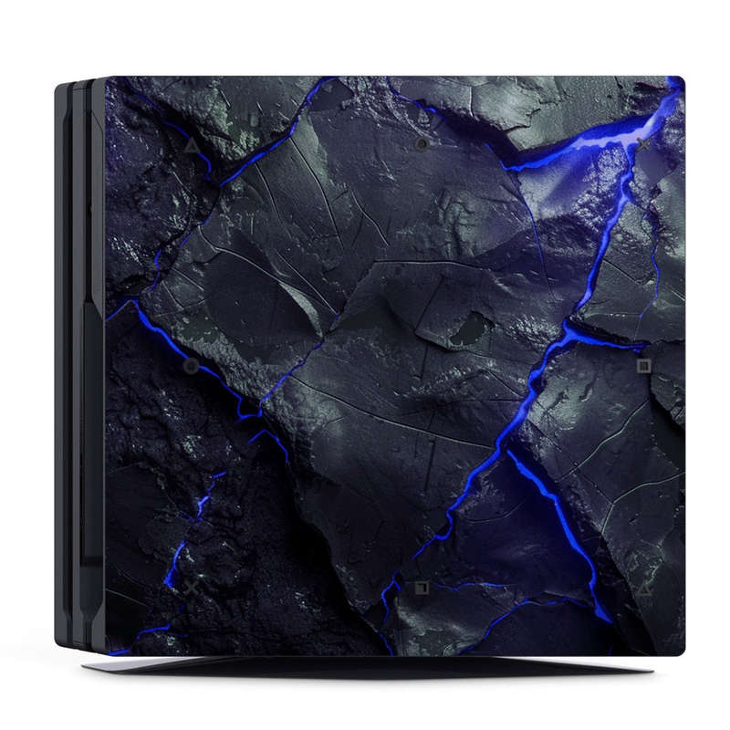 Decal Skin Sticker for PS4 Pro: Carbon Rock Glow Blue