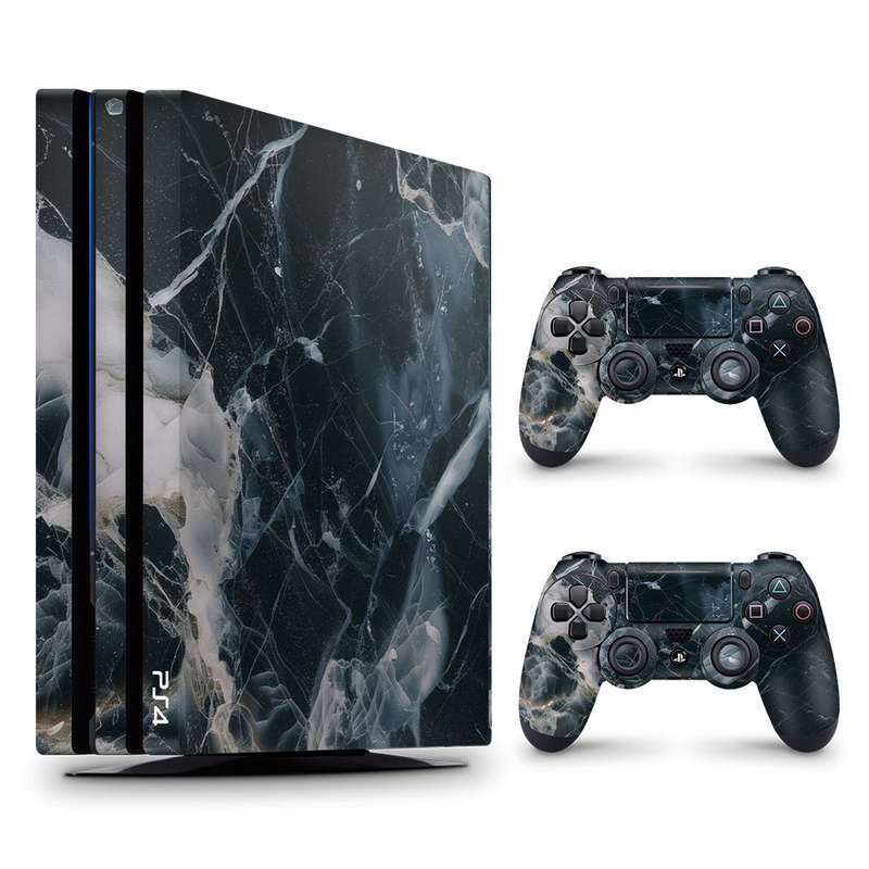 Decal Skin Sticker for PS4 Pro: Marble White & Black