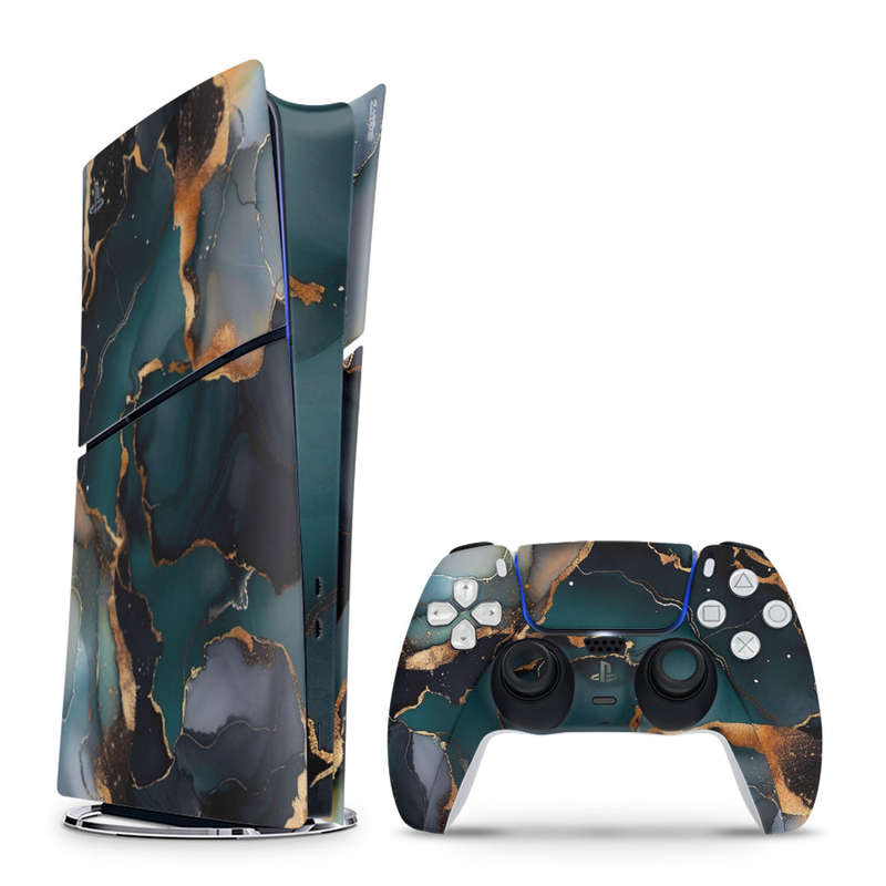 Decal Skin Sticker Compatible with PS5 Slim Digital (No Disk): Abstract Deep Marble