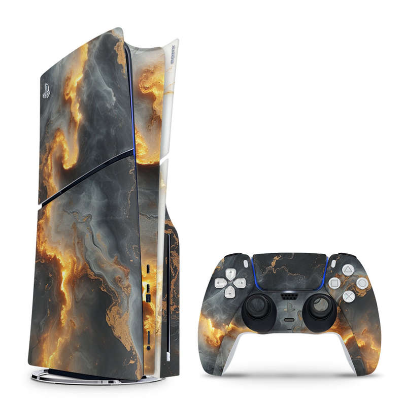 Decal Skin Sticker Compatible with PS5 Slim: Marbled Deep Glow