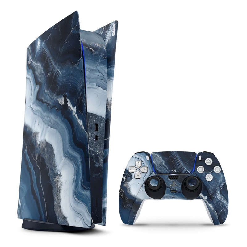 Decal Sticker Skin For PS5 Digital: Abstract Marble Blue