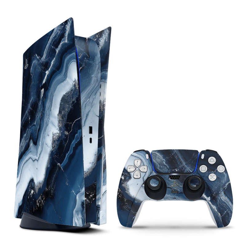 Decal Skin Sticker Compatible with PS5: Abstract Marble Blue