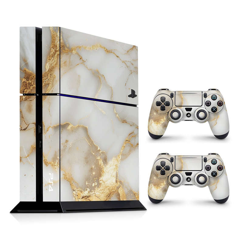 Decal Skin Sticker for PS4: White Gold Vein Marble