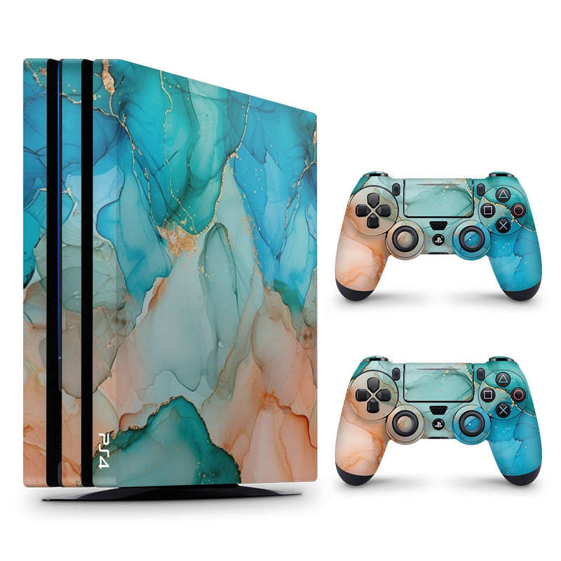 Decal Skin Sticker for PS4 Pro: Vibrant Marbled Gold