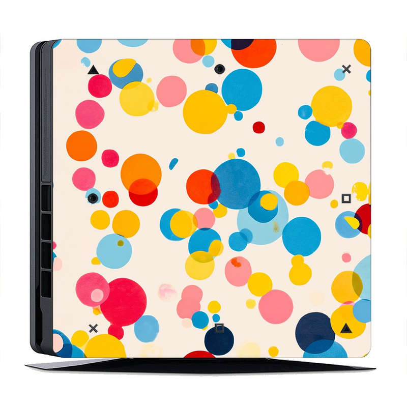 Decal Skin Sticker for PS4 Slim: Vibrant Polka Dots