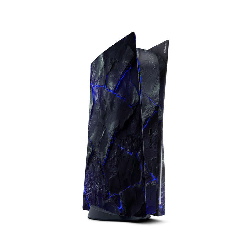Decal Skin Sticker Compatible with PS5: Carbon Rock Glow Blue