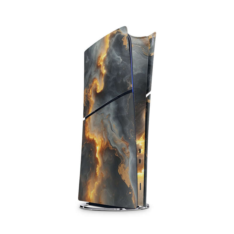 Decal Skin Sticker Compatible with PS5 Slim Digital (No Disk): Marbled Deep Glow