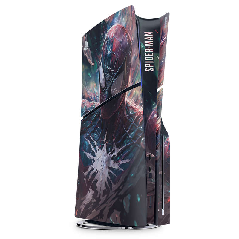 SkinNit Decal Sticker Skin For PS5 Slim : Spider-Man (Spider-Verse)