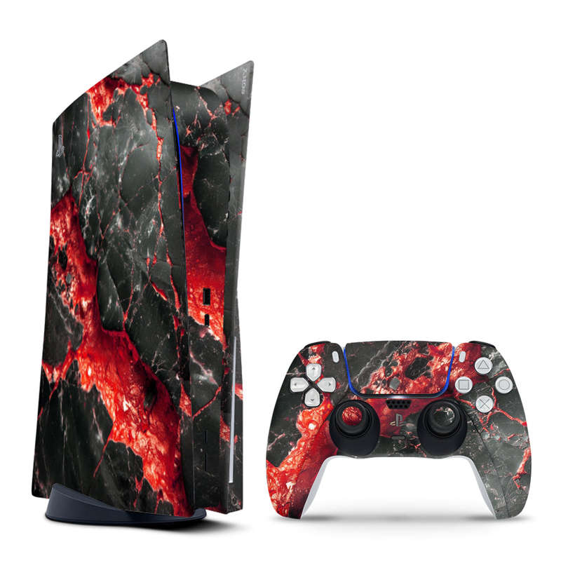 Decal Skin Sticker Compatible with PS5: Carbon Stone Red