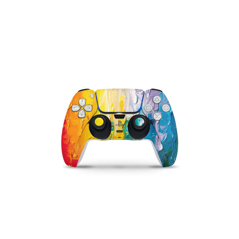 Decal Skin Sticker Compatible with PS5 Slim Digital (No Disk): Vibrant Rainbow Melt