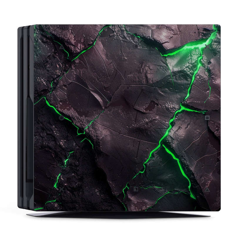 Decal Skin Sticker for PS4 Pro: Carbon Rock Glow Green