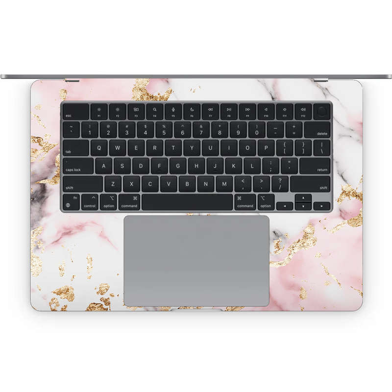 Apple MacBook Decal Skin Sticker: White and Light Pink Marble with Gold Foil