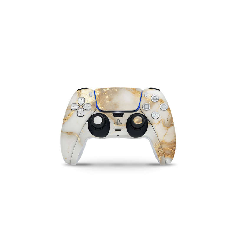 Decal Skin Sticker Compatible with PS5 Slim Digital (No Disk): White Gold Vein Marble