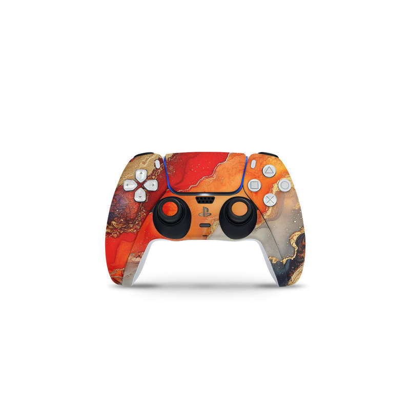 Decal Skin Sticker Compatible with PS5 Slim Digital (No Disk): Vivid Marble Burst Gold
