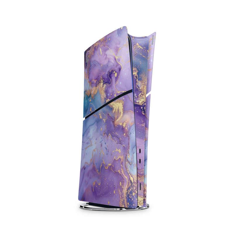 Decal Skin Sticker Compatible with PS5 Slim Digital (No Disk): Abstract Purple Marble