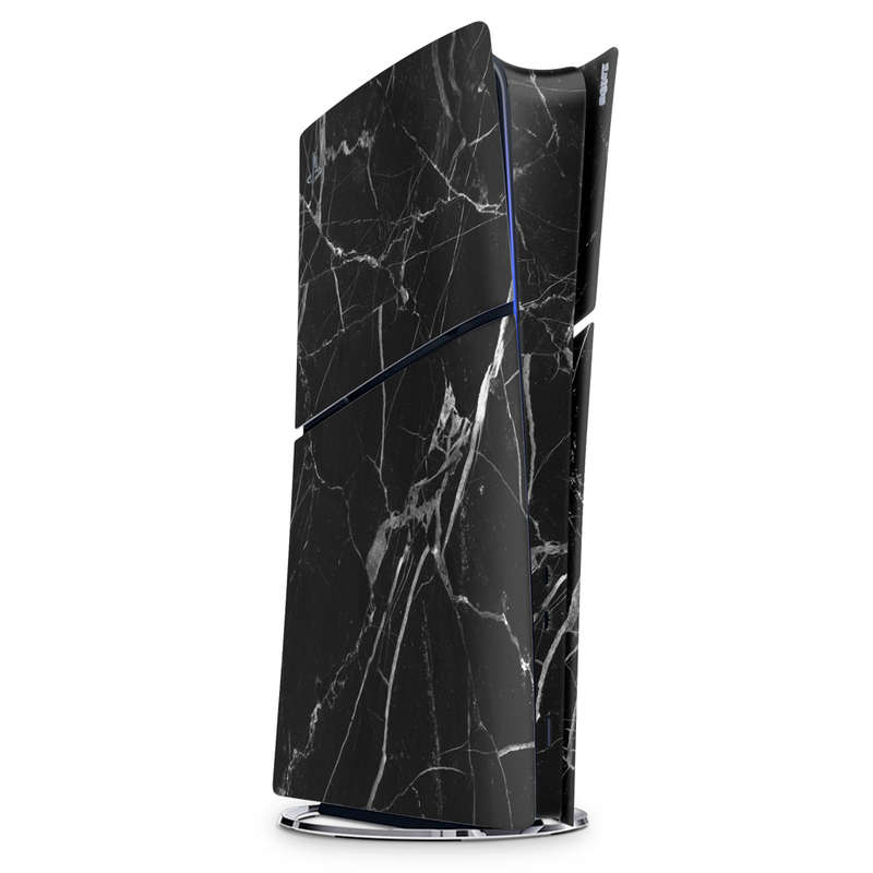 SkinNit Decal Sticker Skin For PS5 Slim Digital : Black Marble