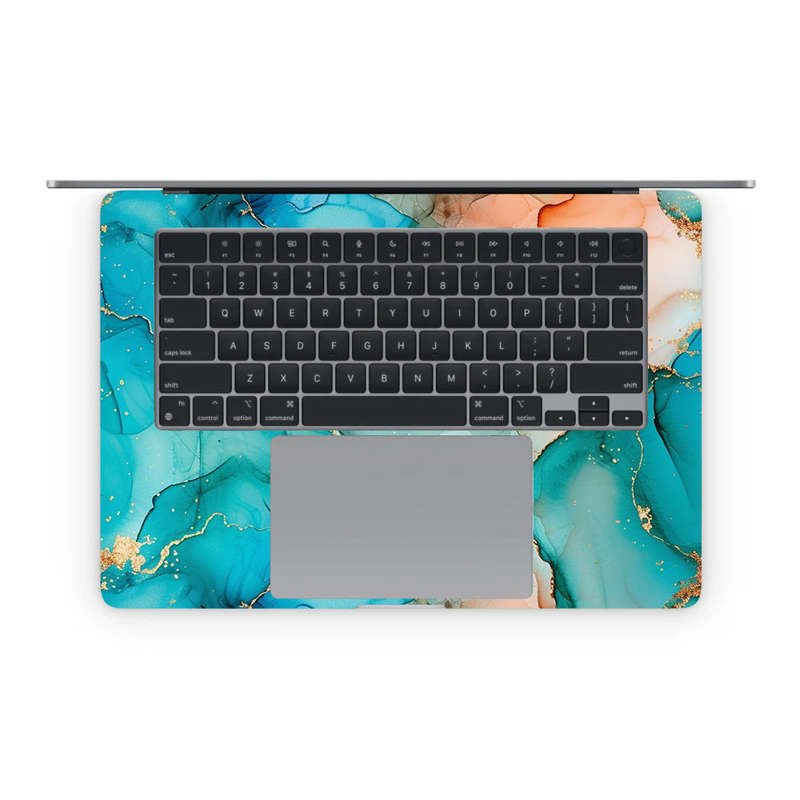 Apple MacBook Decal Skin Sticker: Vibrant Marbled Gold