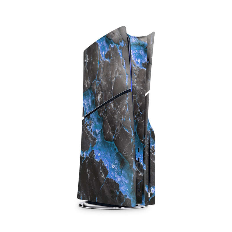 Decal Skin Sticker Compatible with PS5 Slim: Carbon Stone Blue