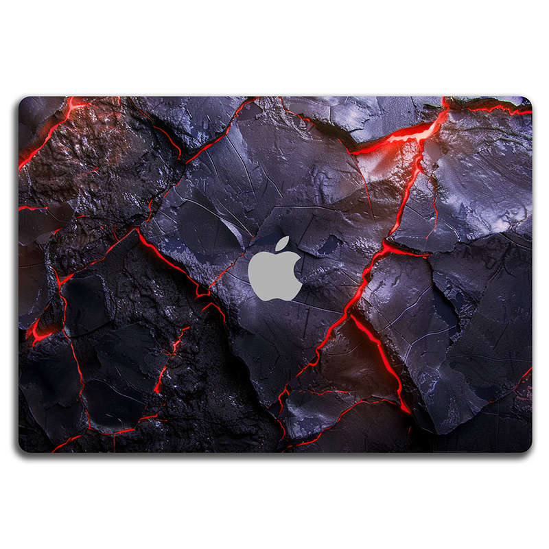 Apple MacBook Decal Skin Sticker: Carbon Rock Glow Red