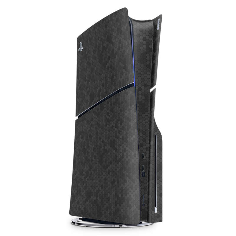 SkinNit Decal Sticker Skin For PS5 Slim : HoneyComb Black (Textured)
