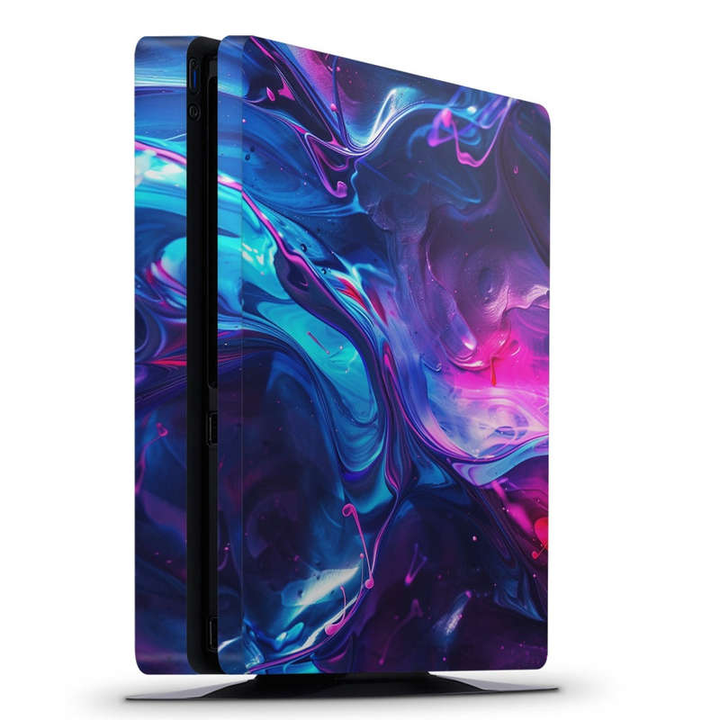 Decal Skin Sticker for PS4 Slim: Abundant Fluid Art