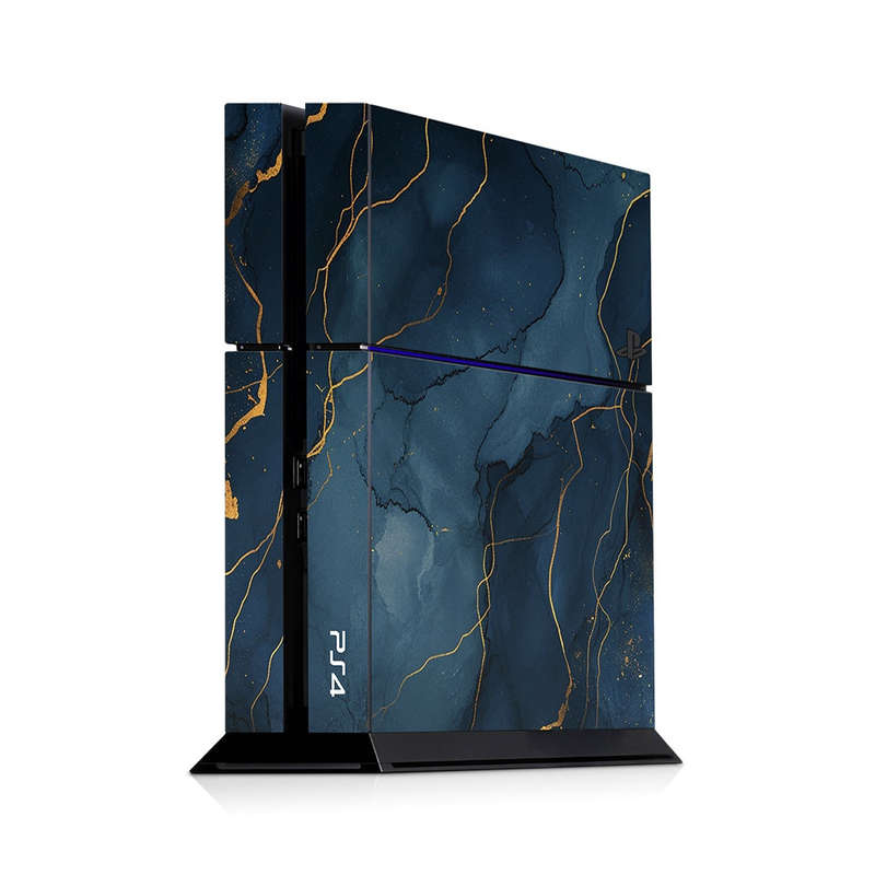 Decal Skin Sticker for PS4: Dark Blue Marble Gold Veins