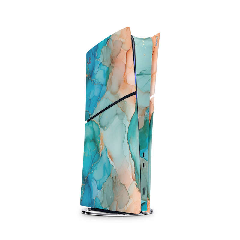 Decal Skin Sticker Compatible with PS5 Slim Digital (No Disk): Marble Pastel Fusion