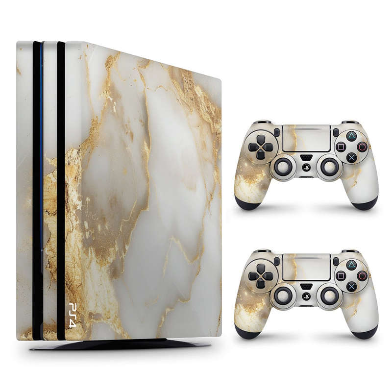 Decal Skin Sticker for PS4 Pro: White Gold Vein Marble