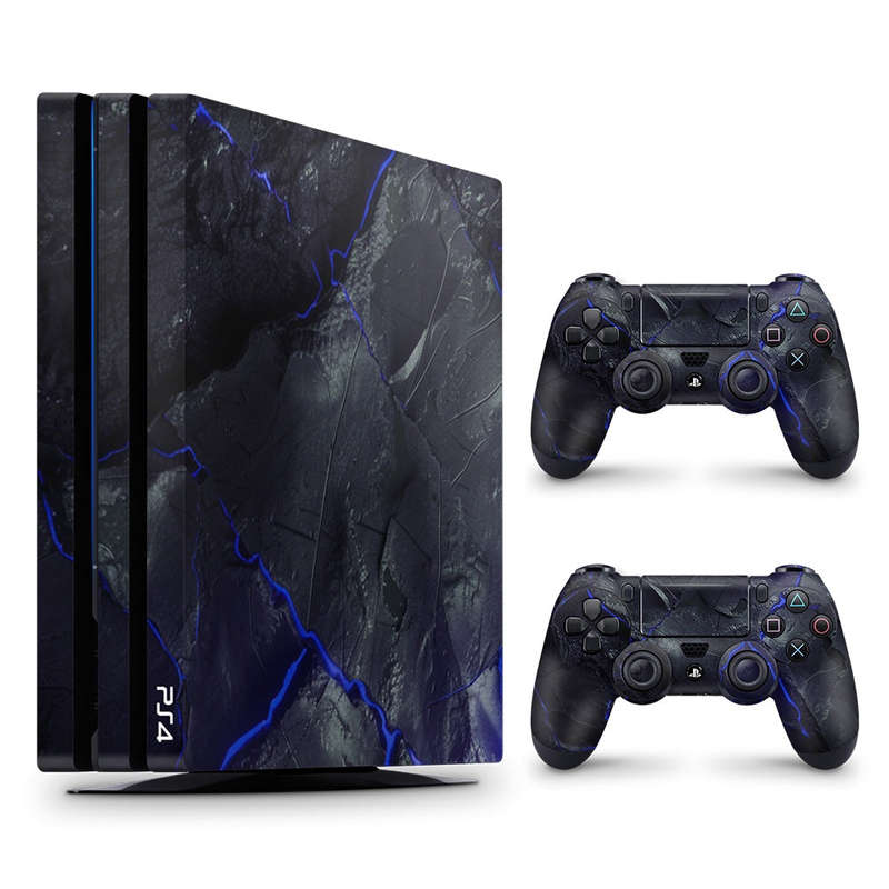 Decal Skin Sticker for PS4 Pro: Carbon Rock Glow Blue
