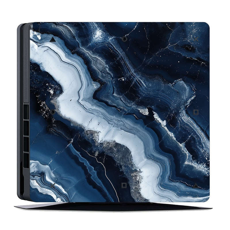 Decal Skin Sticker for PS4 Slim: Abstract Marble Blue