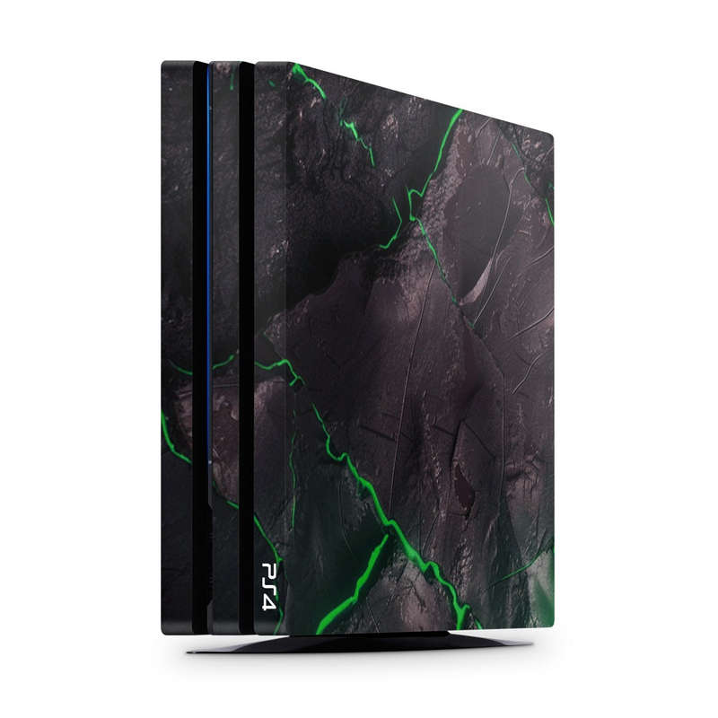 Decal Skin Sticker for PS4 Pro: Carbon Rock Glow Green