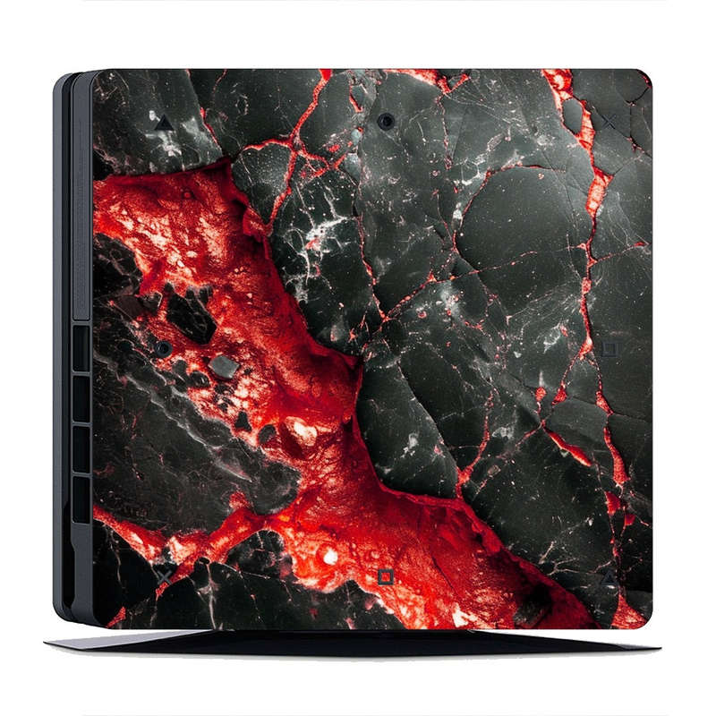 Decal Skin Sticker for PS4 Slim: Carbon Stone Red