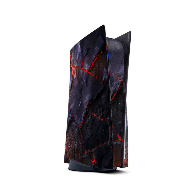 Decal Skin Sticker Compatible with PS5: Carbon Rock Glow Red