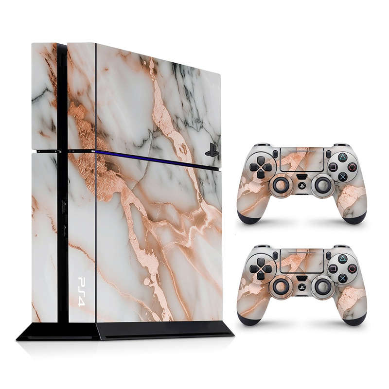 Decal Skin Sticker for PS4: Marble Rose Gold Accents