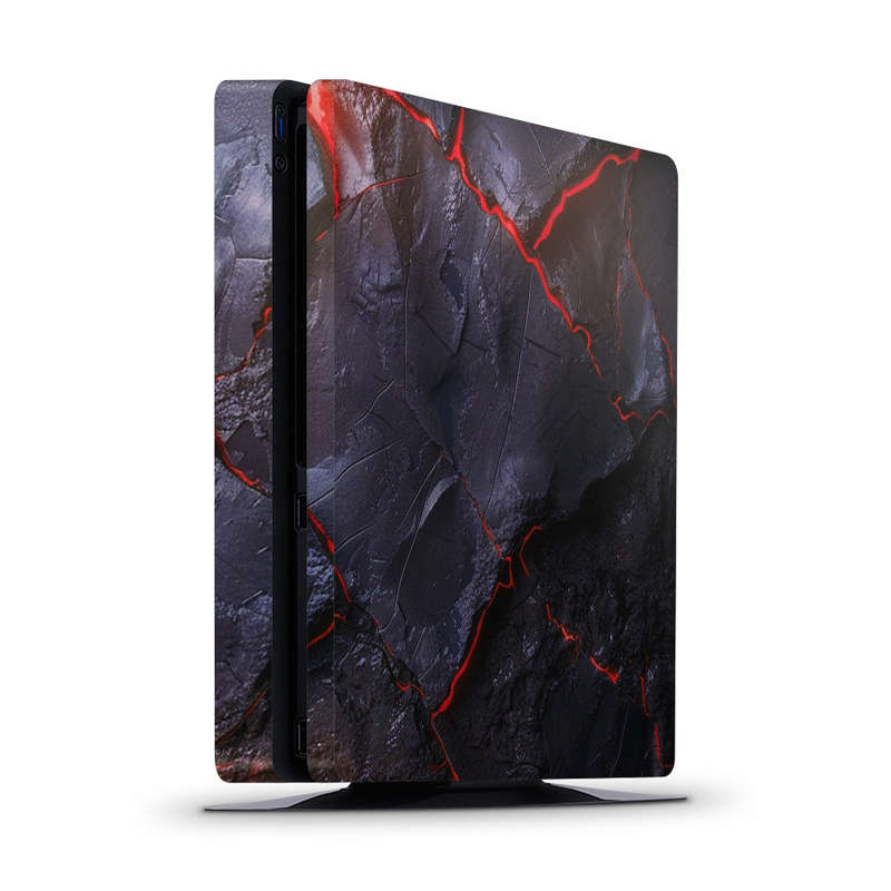 Decal Skin Sticker for PS4 Slim: Carbon Rock Glow Red