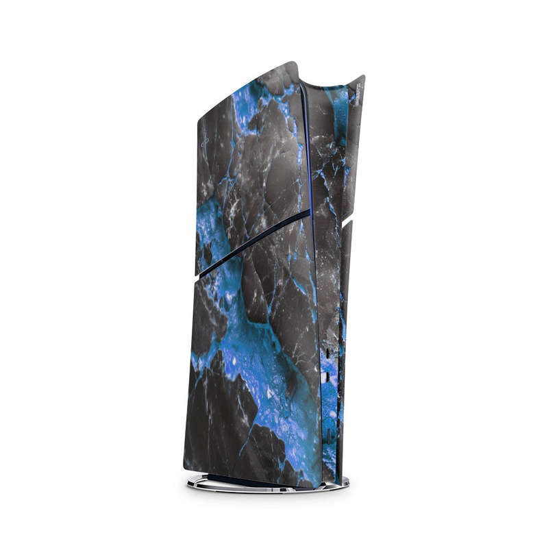 Decal Skin Sticker Compatible with PS5 Slim Digital (No Disk): Carbon Stone Blue