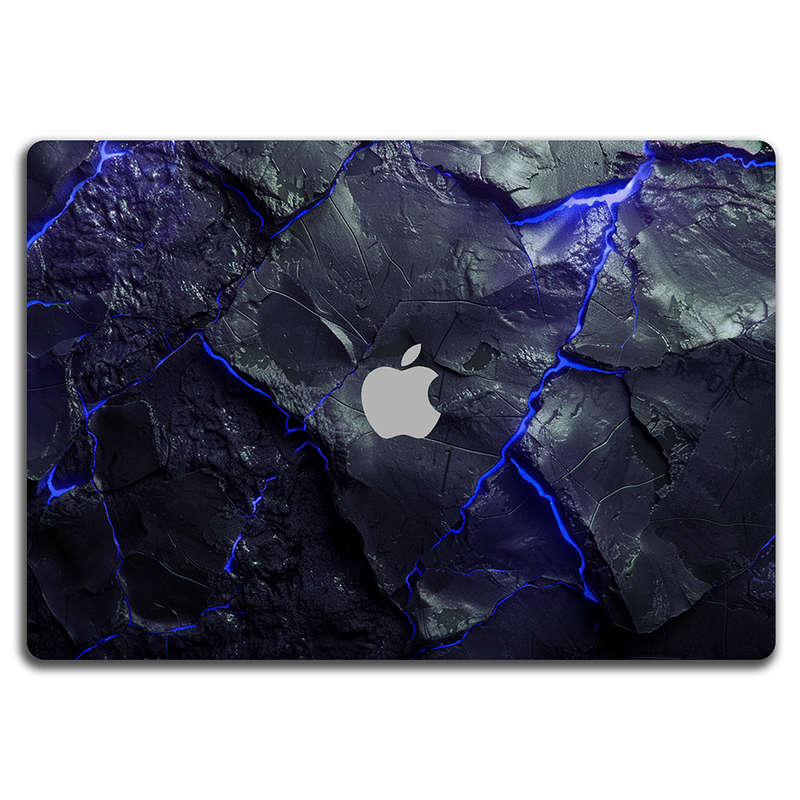 Apple MacBook Decal Skin Sticker: Carbon Rock Glow Blue