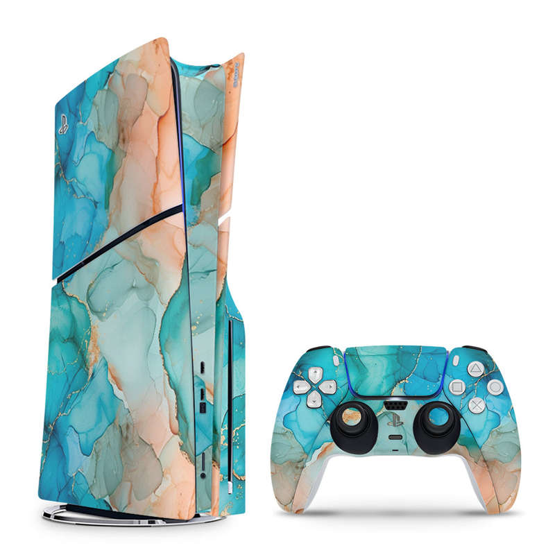 Decal Skin Sticker Compatible with PS5 Slim: Marble Pastel Fusion