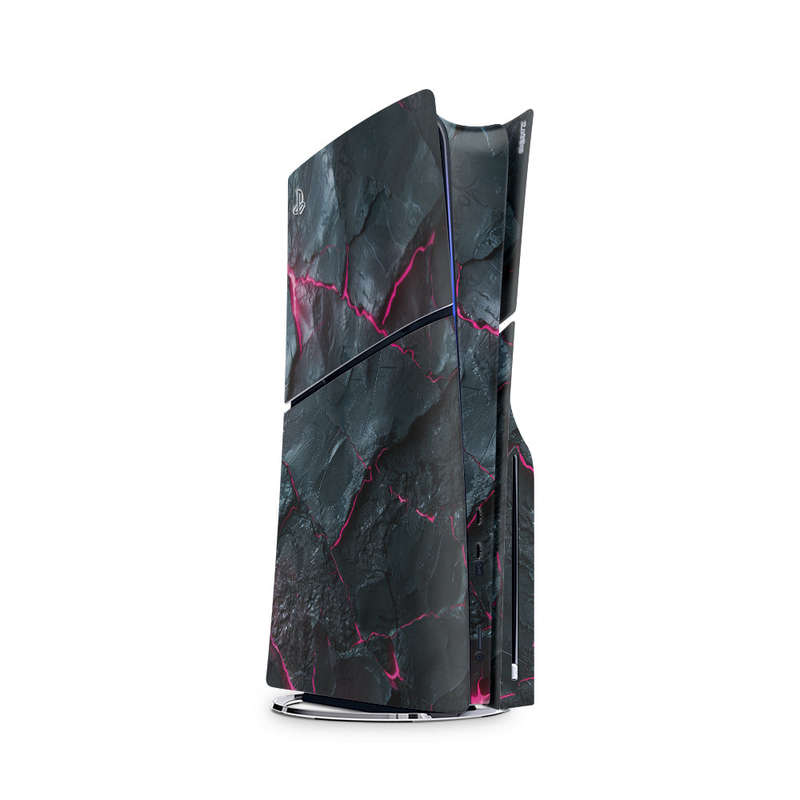 Decal Skin Sticker Compatible with PS5 Slim: Carbon Rock Glow Pink