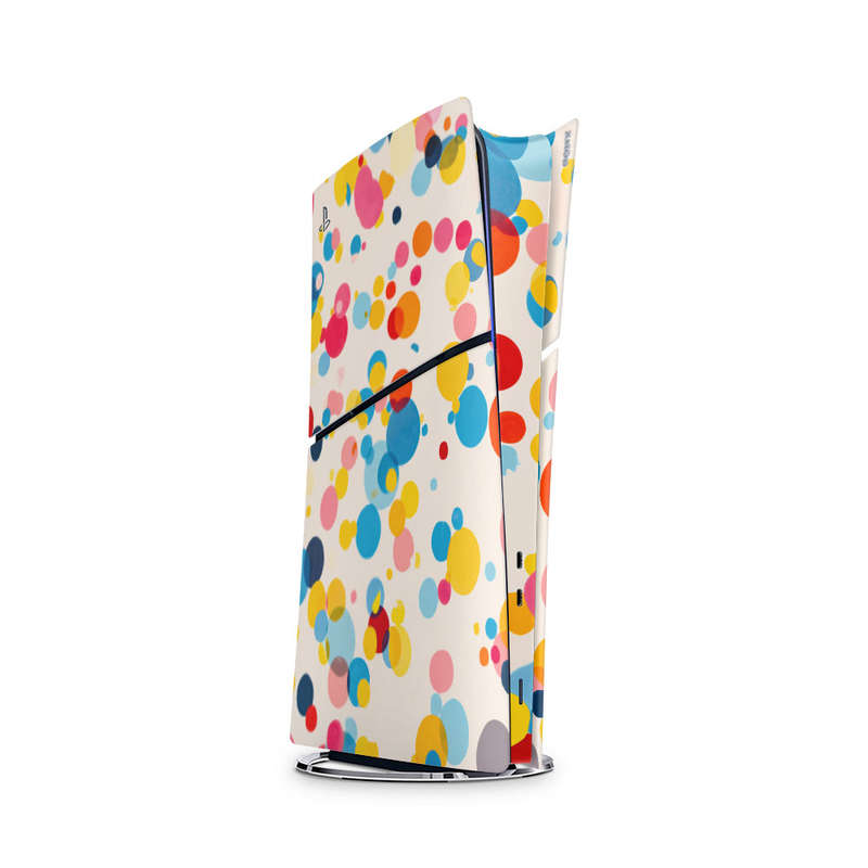Decal Skin Sticker Compatible with PS5 Slim Digital (No Disk): Vibrant Polka Dots