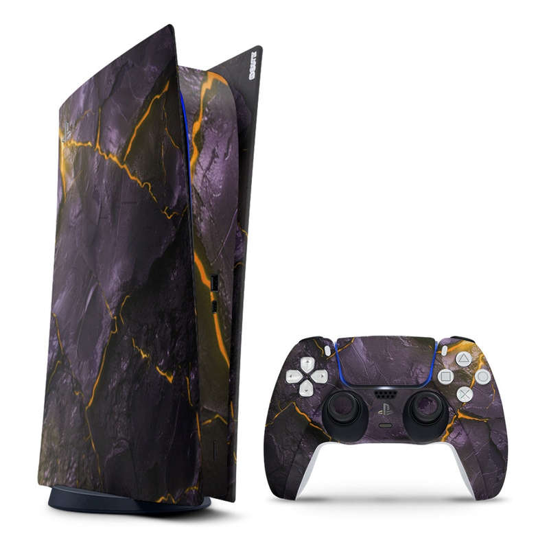 Decal Sticker Skin For PS5 Digital: Carbon Rock Glow Yellow