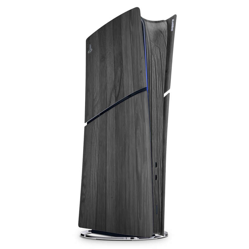 SkinNit Decal Sticker Skin For PS5 Slim Digital  : Black Wood