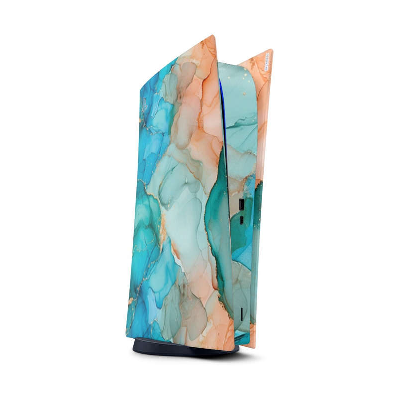 Decal Sticker Skin For PS5 Digital: Vibrant Marbled Gold