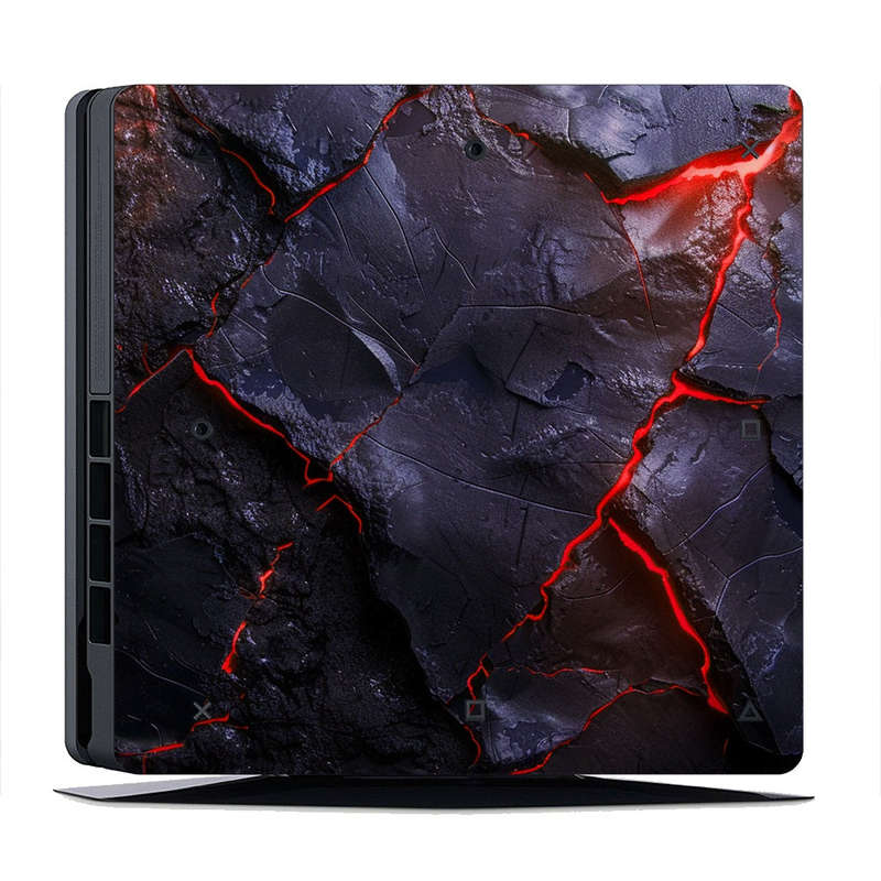 Decal Skin Sticker for PS4 Slim: Carbon Rock Glow Red