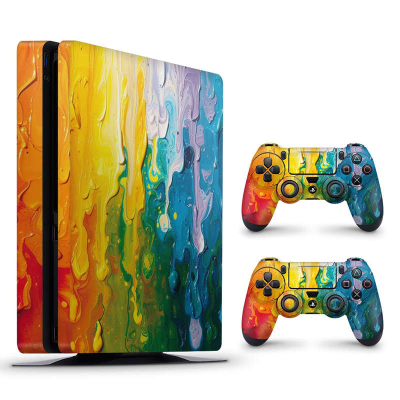 Decal Skin Sticker for PS4 Slim: Vibrant Rainbow Melt